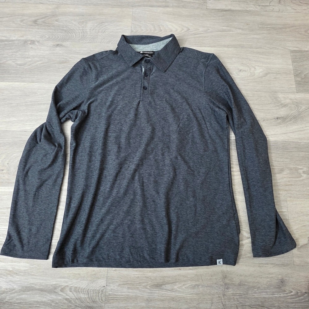 Kyodan Golf Long Sleeve Polo Shirt Moisture Wicking Athletic Gray‎ Small